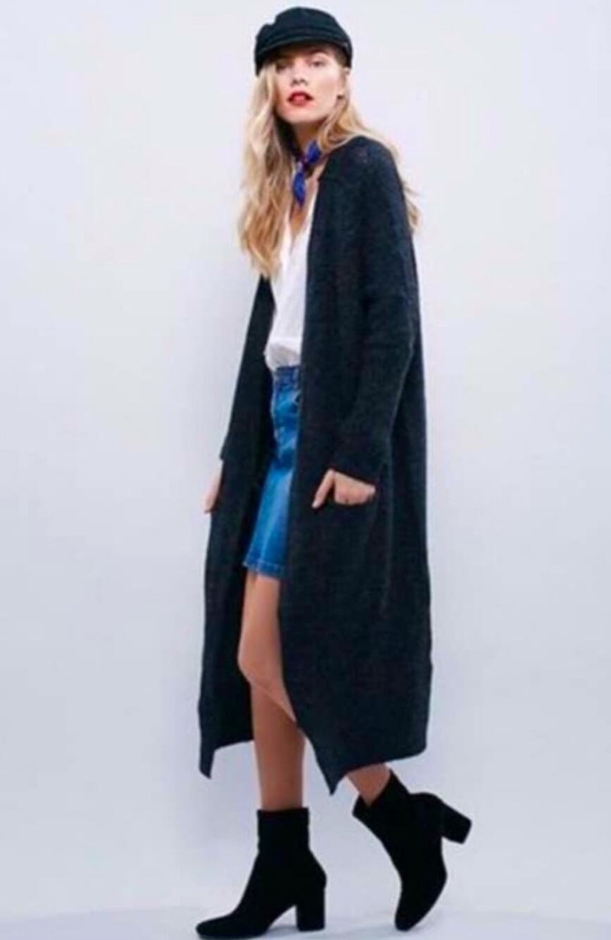 Free People dark gray long cardigan duster sweater